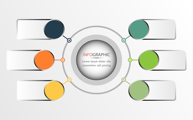 Cirkel infographics vector kan worden gebruikt voor diagram, jaarverslag. bedrijfsconcept met 6