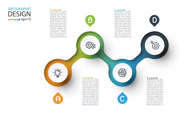 Cirkel label infographic met vier stappen