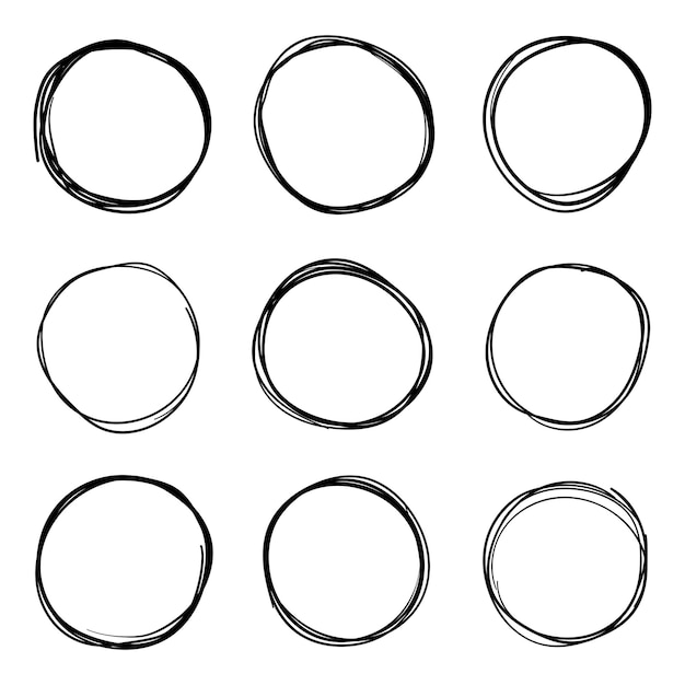 Cirkel lijn schets pictogram in hand getrokken stijl Circulaire Krabbel doodle vectorillustratie op geïsoleerde achtergrond Potlood of pen zeepbel teken bedrijfsconcept