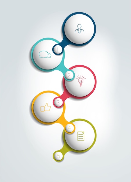 Vector cirkel nummer diagram opties stap voor stap sjabloon 5 stappen