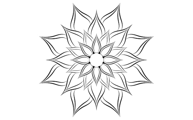 Cirkel patroon bloemblaadje bloem van mandala met zwart-wit vector bloemen mandala ontspanningspatronen uniek ontwerp met witte achtergrond hand getrokken patroonconcept meditatie en relax