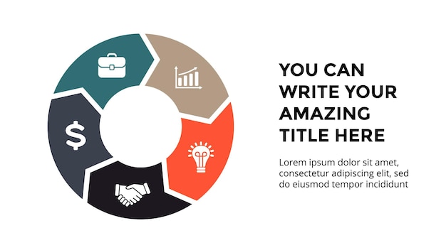 Cirkel pijlen diagram Vector infographic presentatiesjabloon Grafiek 5 opties stappen