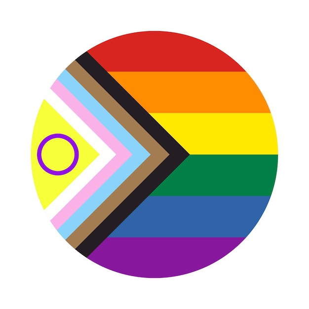 Cirkel rainbow-pictogram met nieuwe progress pride flag-symbool van lgbt-gemeenschap vectorillustratie