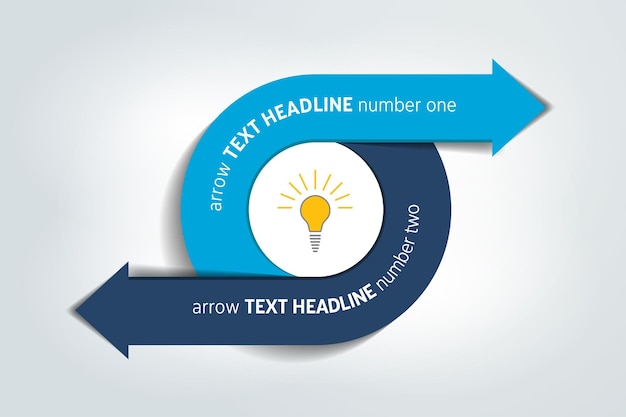 Cirkel rond verdeeld in twee pijlen Sjabloon schema diagram grafiek grafiek presentatie.