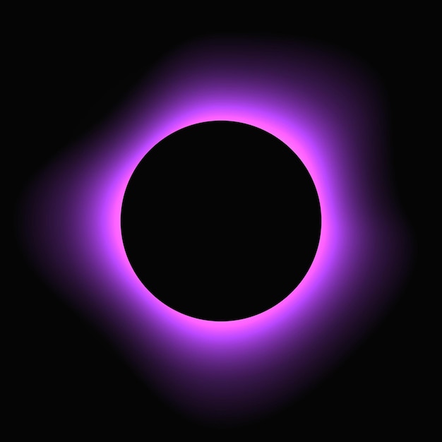 Cirkel verlicht frame met kleurovergang Paarse ronde neon banner geïsoleerd op zwarte achtergrond vectorillustratie