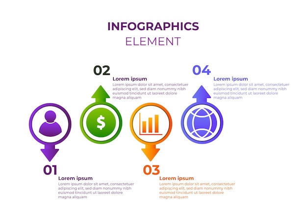 cirkel verloop infographic ontwerp Vier stappen infographic ontwerp