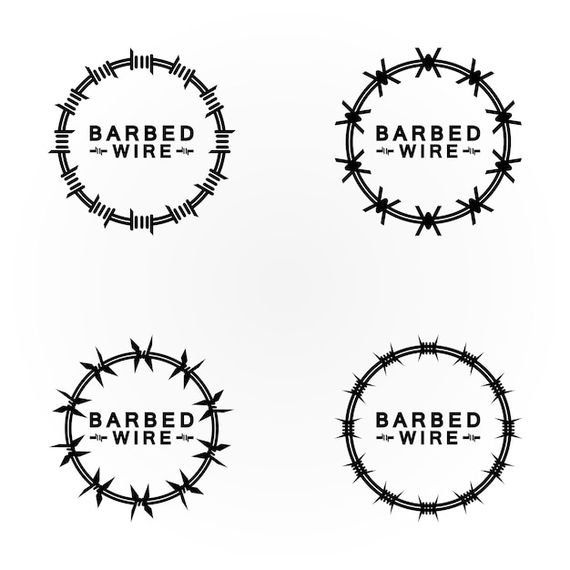 Cirkel zwart prikkeldraad logo ontwerp vectorillustratie