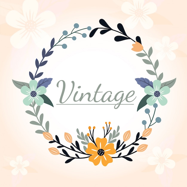 Cirkelbloem kunst vintage decoratieve frame ontwerp illustratie