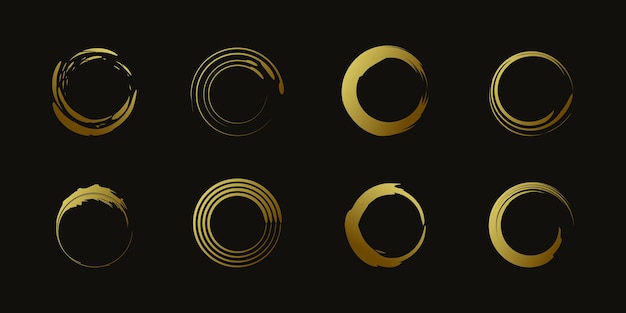 Cirkelborstelelementvector met creatieve gouden vorm Premium Vector deel 2