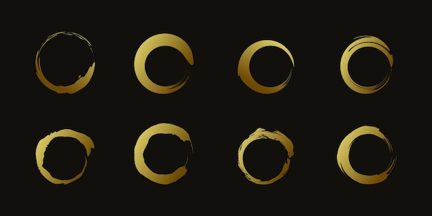 Cirkelborstelelementvector met creatieve gouden vorm Premium Vector deel 3