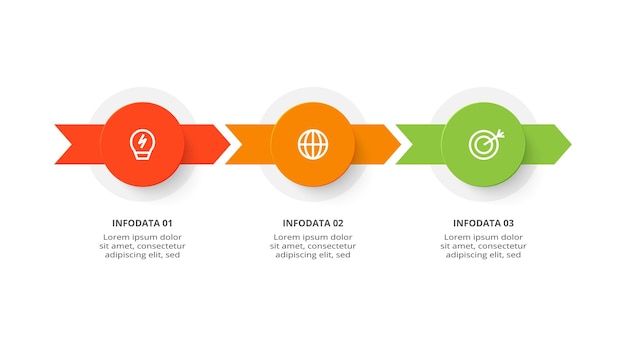Cirkelconcept voor infographic met 3 stappen, opties, onderdelen of processen bedrijfsgegevensvisualisatie