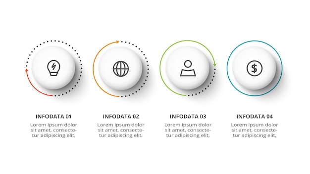 Cirkelconcept voor infographic met 4 stappen, opties, onderdelen of processen Bedrijfsgegevensvisualisatie