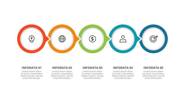 Cirkelconcept voor infographic met 5 stappen, opties, onderdelen of processen Bedrijfsgegevensvisualisatie
