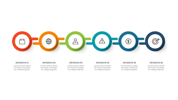 Cirkelconcept voor infographic met 6 stappen, opties, onderdelen of processen visualisatie van bedrijfsgegevens