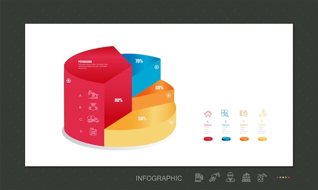 Cirkeldiagram info graphic stock illustratie Cirkeldiagram, driedimensionaal, analyseren, pictogrammen