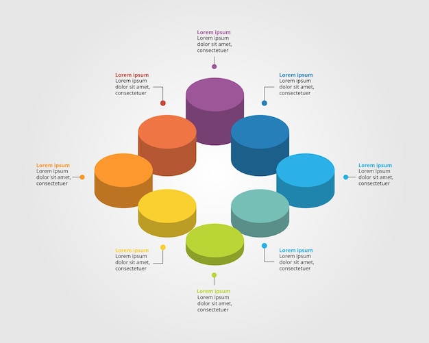 cirkeldiagramsjabloon voor infographic voor presentatie voor 8 elementen