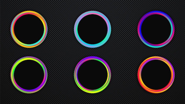 Cirkelframes Neon Gradiënt Vector Illustratie