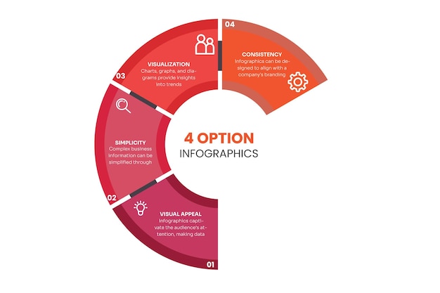 Cirkelgrafiek infographic sjabloon met 4 opties voor presentaties advertentielay-outs