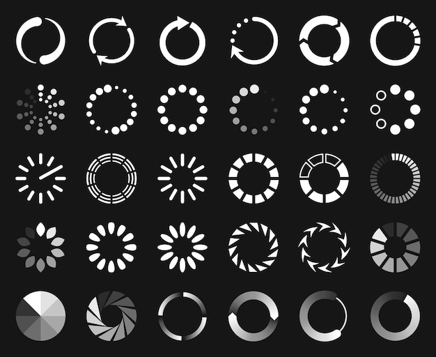 Cirkellader pictogram buffer upload en download voortgangsbalk vector set