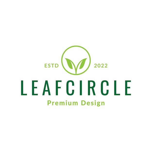 Cirkellijn met plant blad groei logo ontwerp vector grafisch symbool pictogram illustratie creatief idee
