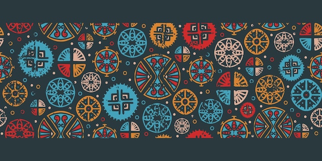 Cirkelpatroon Nationale Afrikaanse vector naadloze sieraad van etnische tekening Mode weefsel oude afdrukontwerp FreeHand geometrische tribal hippie lappendeken