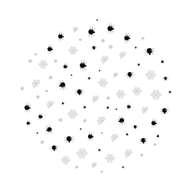 Cirkelpatroon zwarte enge spinnen met spinnenwebben