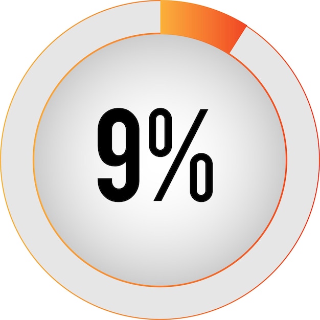 Vector cirkelpercentage 9 diagrammen klaar voor gebruik voor webdesign, gebruikersinterface (ui) of infographic