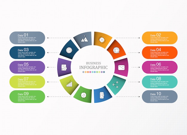 Cirkels infographics en pictogrammen voor zakelijke sjabloon en presentatie.