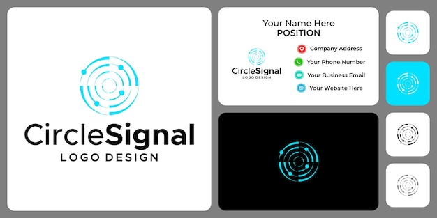 Cirkelsignaal logo-ontwerp met sjabloon voor visitekaartjes