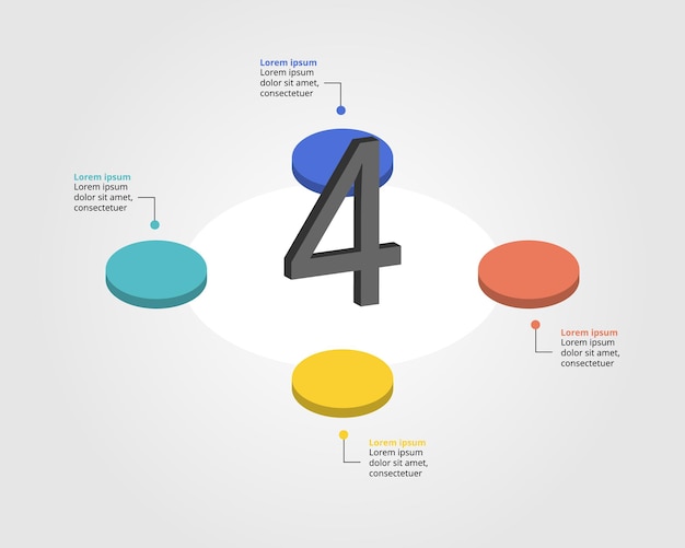 Vector cirkelsjabloon voor infographic voor presentatie voor 4 elementen