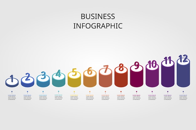 cirkelsjabloonstap voor infographic voor presentatie voor 12 elementen