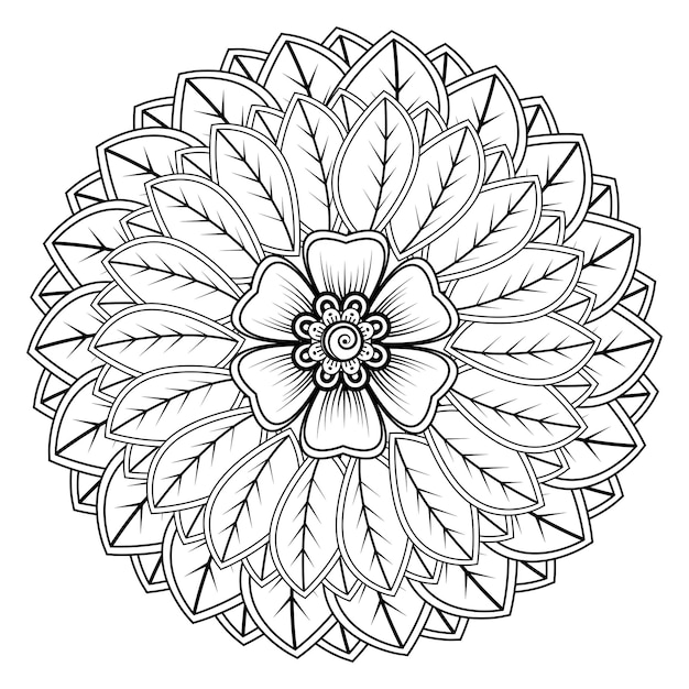 Cirkelvormig patroon in de vorm van een mandala voor Henna Mehndi-tatoeagedecoratie Decoratief ornament in et