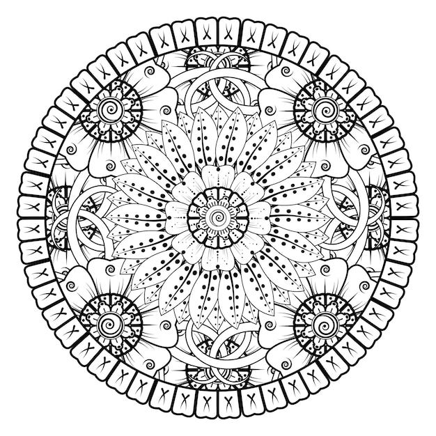 Cirkelvormig patroon in de vorm van een mandala voor Henna Mehndi-tatoeagedecoratie Decoratief ornament in et