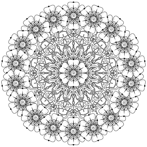 Cirkelvormig patroon in de vorm van mandala in etnische oosterse, Indiase stijl.