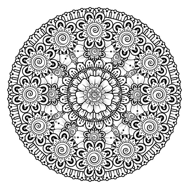 Cirkelvormig patroon in de vorm van mandala met bloem. decoratief ornament in etnische oosterse stijl kleurplaat