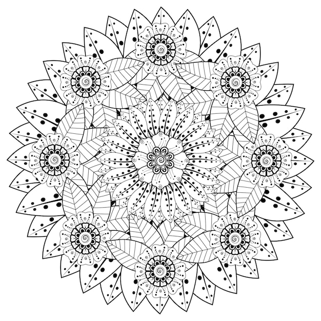 Cirkelvormig patroon in de vorm van mandala met bloem voor henna mehndi