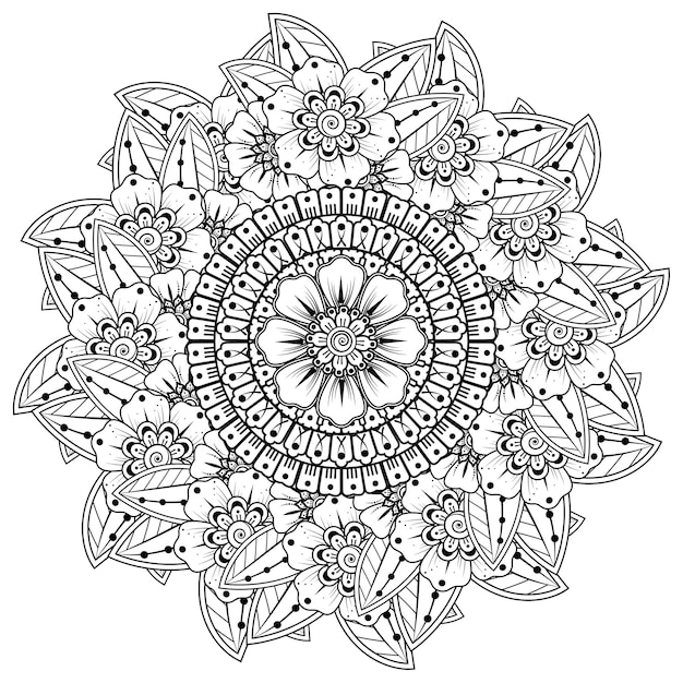 Cirkelvormig patroon in de vorm van mandala met bloem voor henna