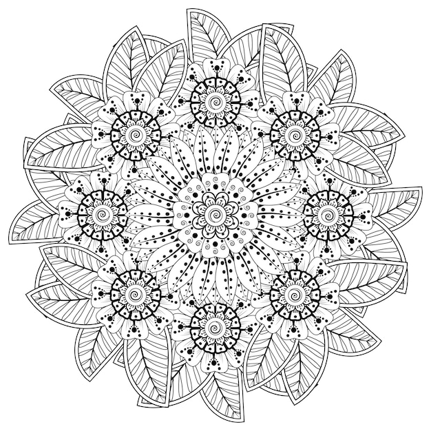 Cirkelvormig patroon in de vorm van mandala met bloem