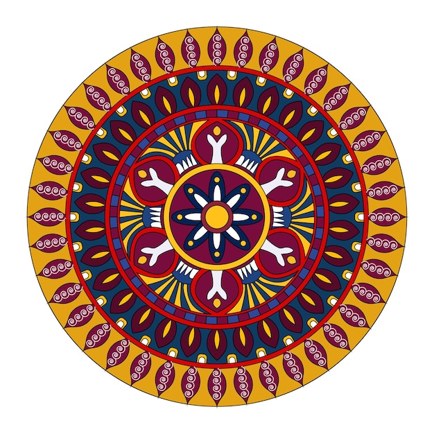 Cirkelvormig patroon kleurrijk mandala-ontwerp voor henna mehandi tattoo decoratief ornament in etnische oriënteerstijl