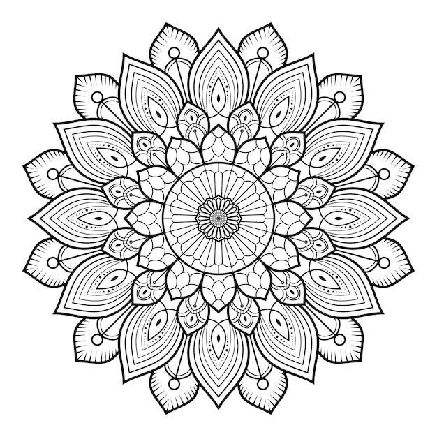 Vector cirkelvormig patroon zwart-wit bloemen sier mandala overzicht voor het kleuren van boekpagina's