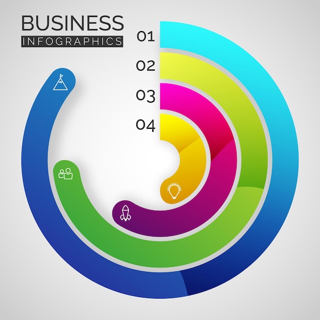 Cirkelvormige infographic-balken met informatie