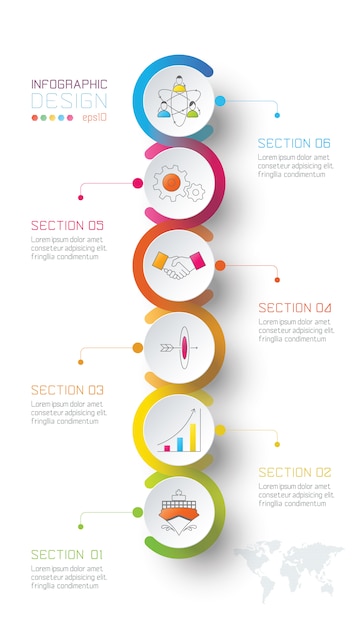 Cirkelvormige zakenlabels vormen infographic.