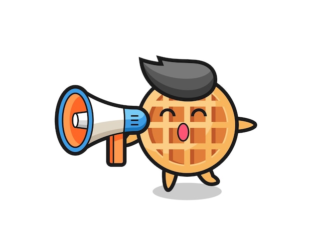 Vector cirkelwafelkarakterillustratie met een megafoon, schattig ontwerp