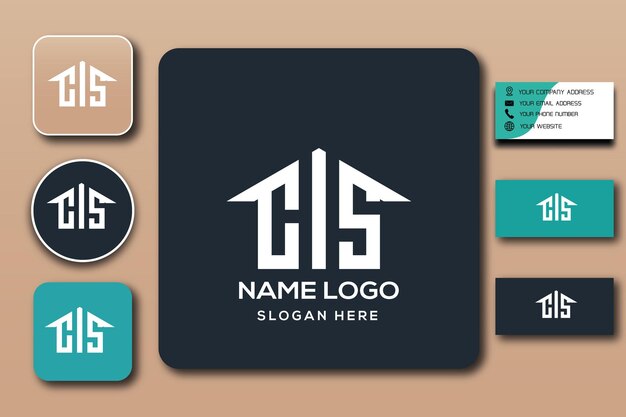 CIS combinatie huis monogram logo sjabloon