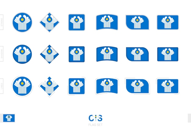 CIS-vlaggenset, eenvoudige vlaggen van CIS met drie verschillende effecten.