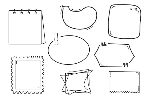 Vector citaat vector bubbels voor tekst toespraak hand getrokken ontwerpelementen geïsoleerd op een witte achtergrond voor infographic vectorillustratie