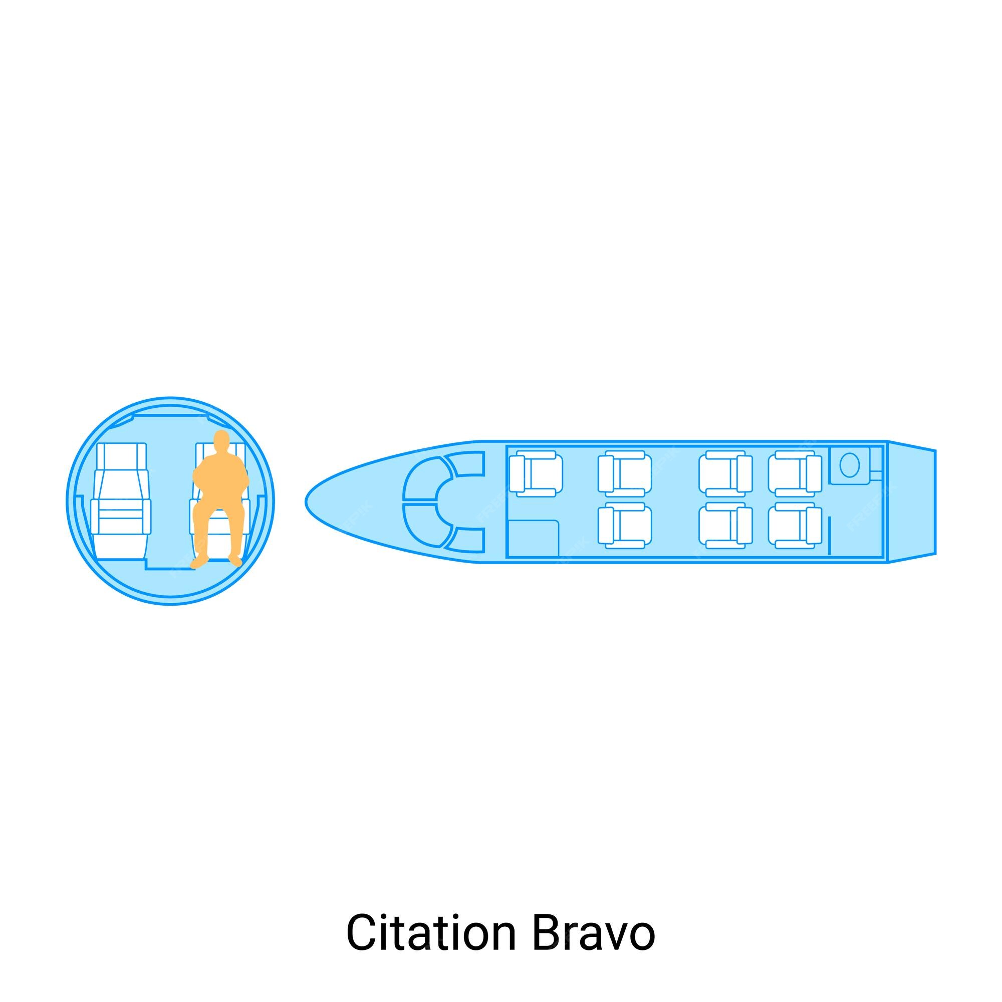 Premium Vector | Citation bravo airplane scheme civil aircraft guide