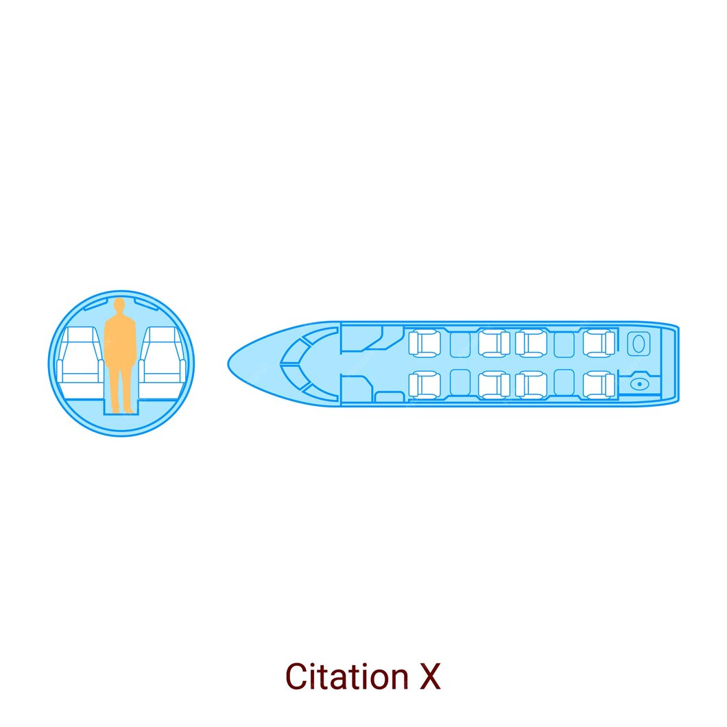 Premium Vector | Citation x airplane scheme civil aircraft guide