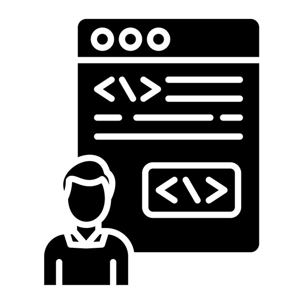 市民開発者 男性 グリフ 固い黒いイラスト