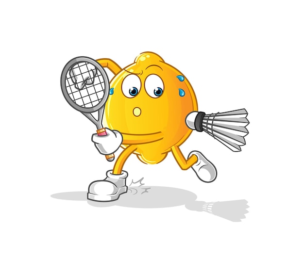 Citroen spelen badminton illustratie. karakter vector
